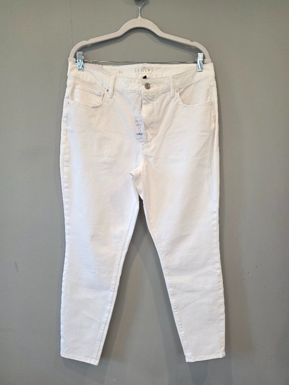 NWT WHBM High Rise Skinny Ankle White Jeans The Sculpt Size 14R Plus Size